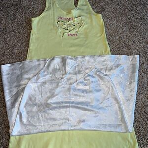 Victoria's Secret Yellow Cotton Nightgown and White Silky Chemise both size smal